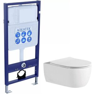 Изображение товара Инсталляция Aquatek Standard INS-0000012 без клавиши и крепежа, с унитазом Европа Set AQUATEK ЕВРОПА New AQ1106L-00 с тонким сиденьем soft close, комплект