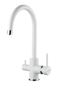 Изображение товара Смеситель Paulmark Essen Es213211-WH для кухонной мойки, с подключением к фильтру, белый матовый