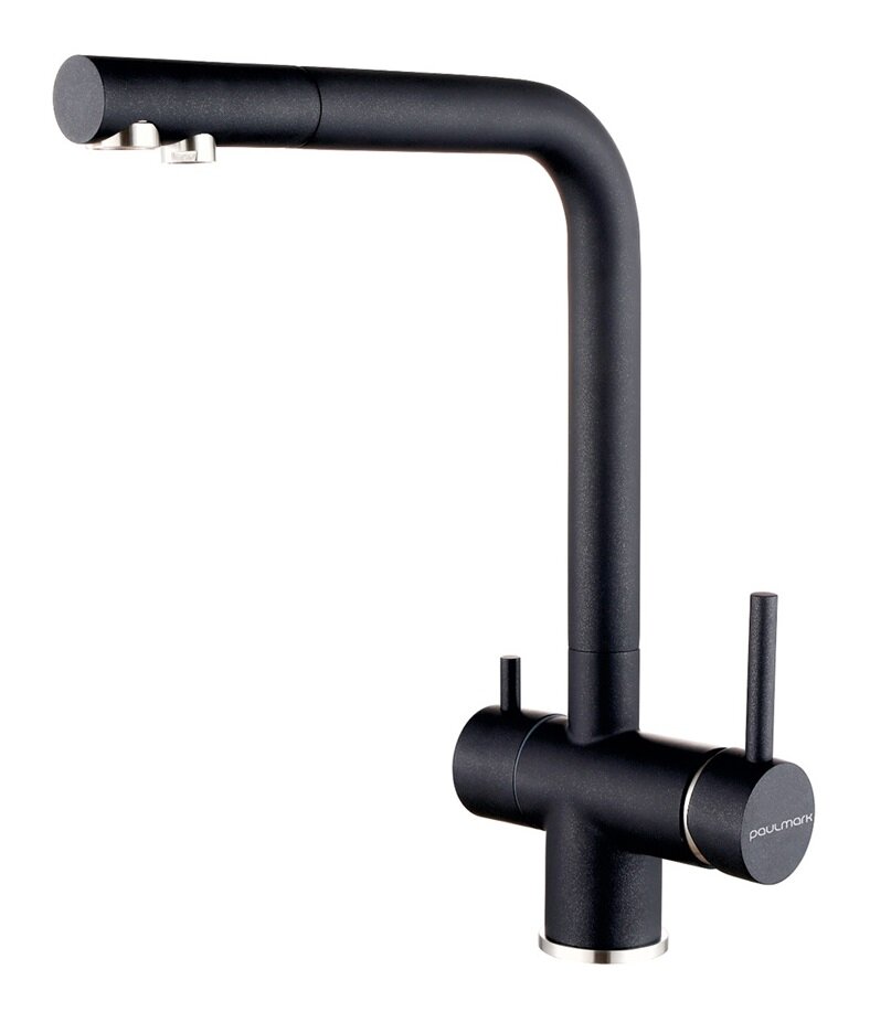 Изображение товара Смеситель Paulmark Skalen Sk213020-BLM для кухонной мойки, с подключением к фильтру, черный