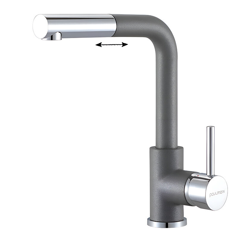 Изображение товара Смеситель Paulmark Kassel Ka214311-402 для кухонной мойки, с выдвижным изливом, серый металлик