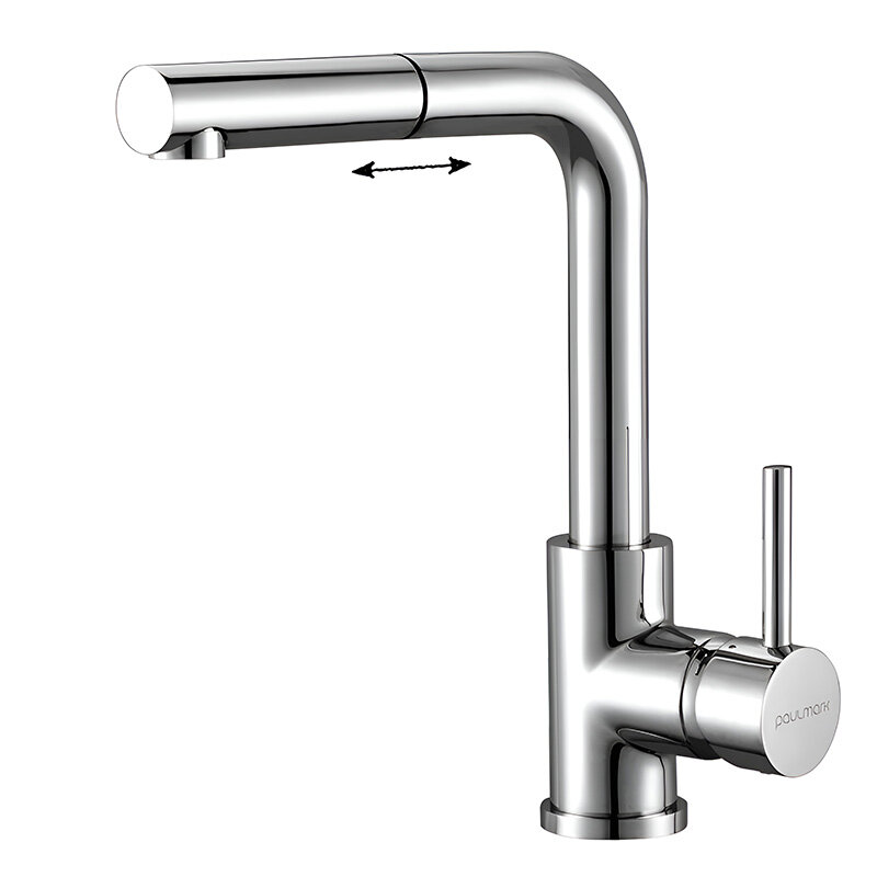 Изображение товара Смеситель для кухонной мойки Paulmark Kassel Ka214311-CR с выдвижным изливом хром