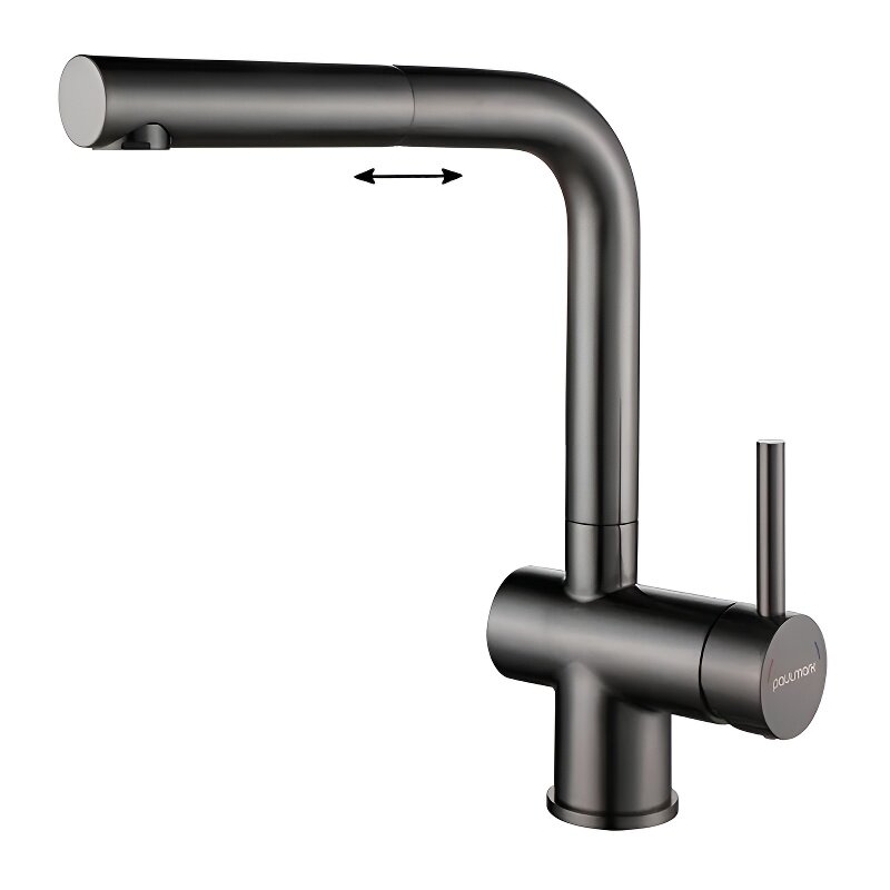 Изображение товара Смеситель для кухонной мойки Paulmark Dosse с выдвижным изливом из нержавеющей стали