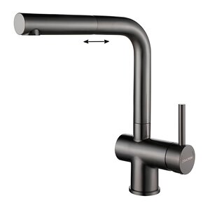 Изображение товара Смеситель Paulmark Dosse Do214418-GM для кухонной мойки, с выдвижным изливом, вороненая сталь