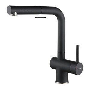 Изображение товара Смеситель Paulmark Dosse Do214418-BLM для кухонной мойки, с выдвижным изливом, черный