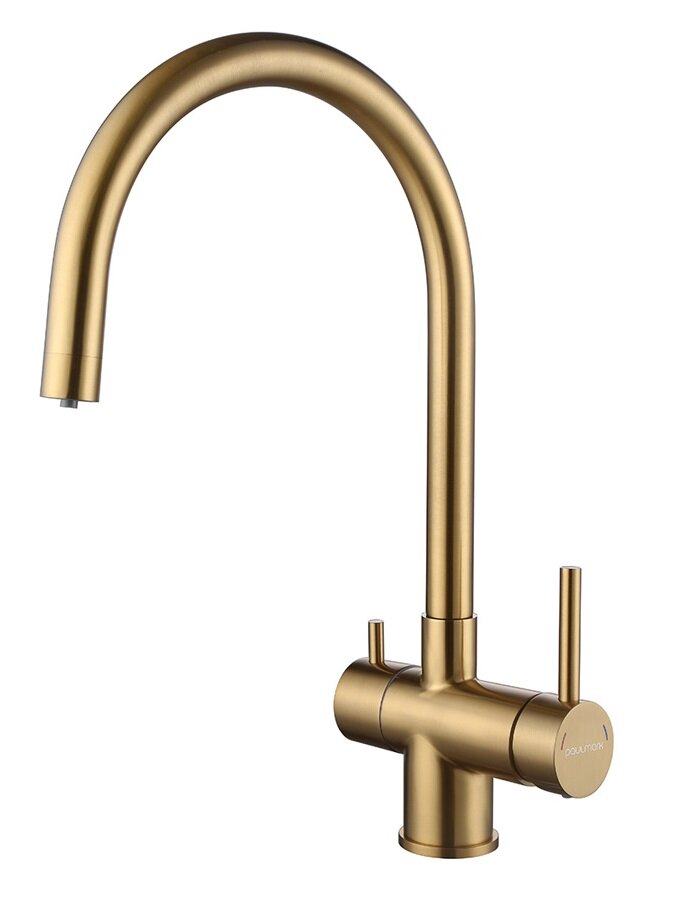 Изображение товара Paulmark Heller — смеситель для кухонной мойки, с фильтром, брашированное золото