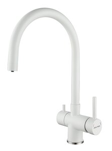 Изображение товара Смеситель Paulmark Heller He213218-WH для кухонной мойки, с подключением к фильтру, белый матовый