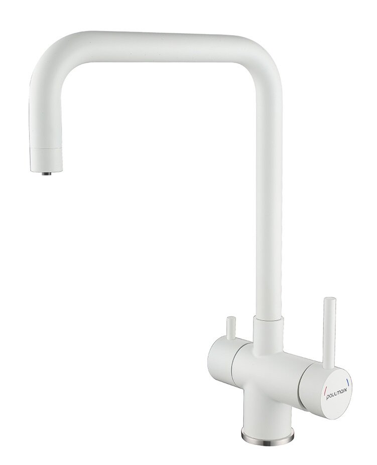 Изображение товара Смеситель Paulmark Wetter We213030-WH для кухонной мойки, с подключением к фильтру, белый матовый