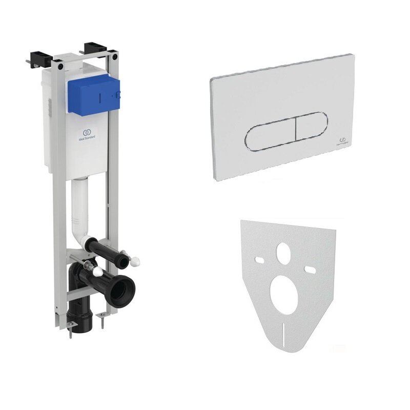 Изображение товара Инсталляция Ideal Standard Prosys Eco Frame M, E233267 для унитаза, узкая, с клавишей хром R0115AA и шумоизоляцией, комплект