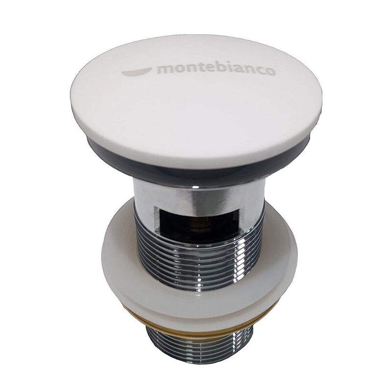 Изображение товара Донный клапан Montebianco SV-002 для раковины без перелива click-clack белый