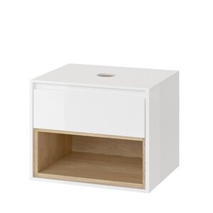 Изображение товара Тумба под раковину Excellent Tuto 60 см, 1 ящик, белый/дуб, MLEX.0102.600.WHBL
