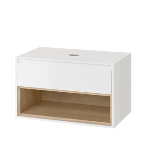 Изображение товара Тумба под раковину Excellent Tuto 80 см, 1 ящик, белый/дуб, MLEX.0102.800.WHBL