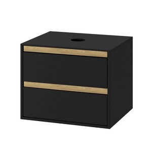 Изображение товара Тумба под раковину Excellent Tuto 80 см, 2 ящика, черный матовый/дуб, MLEX.0104.800.BKBL