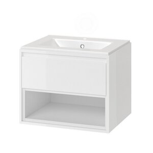 Изображение товара Тумба под раковину Excellent Tuto 60 см белая подвесная с ящиком и полочкой