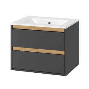Изображение товара Тумба под раковину Excellent Tuto 80 см, 2 ящика, серый/дуб, MLEX.0103.800.GRBL