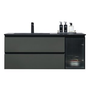 Изображение товара Тумба с раковиной Orans, 100 см, подвесная, раковина черная, цвет графит матовый, BC-2055-1000L
