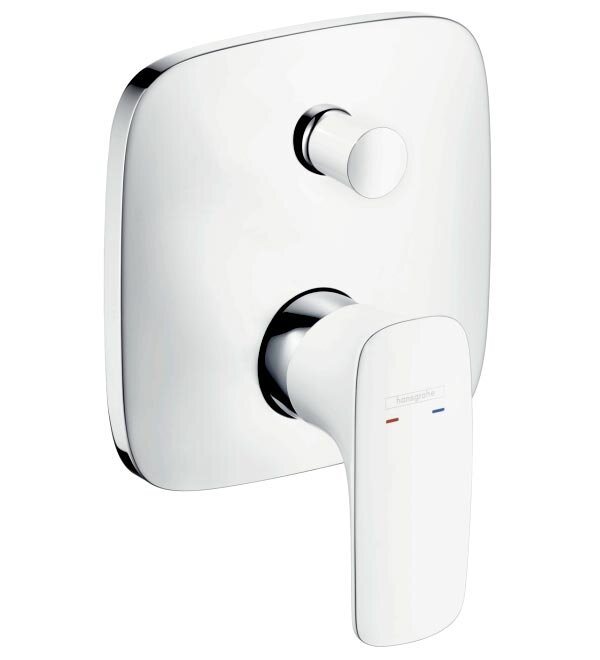 Изображение товара Смеситель для ванны и душа Hansgrohe PuraVida белый хром современный дизайн