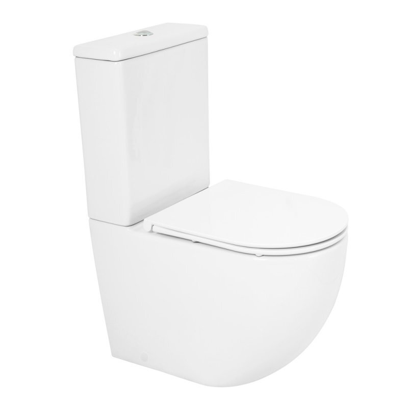 Изображение товара Напольный унитаз Cezares Stylus, безободковый, сиденье SoftClose CZR-870-SC, белый, CZR-152-CPR