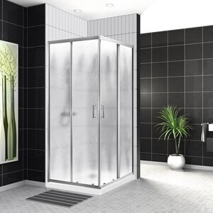 Изображение товара Душевой уголок BelBagno 100 х 100 х 195 см, профиль хром, стекло шиншилла, UNO-195-A-2-100-CH-CR