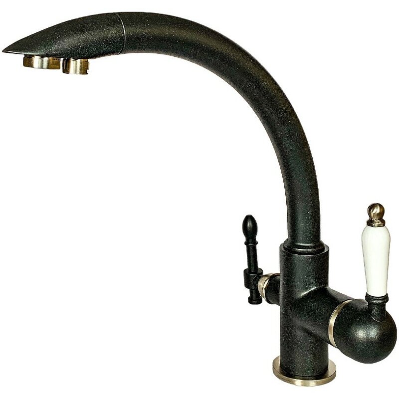 Изображение товара Смеситель Milacio Castellon Ceramic MC.513.ASN для кухонной мойки с подключением к фильтру, цвет антрацит/сатин