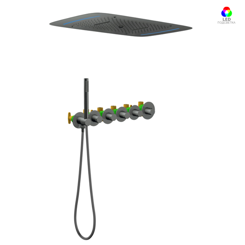 Изображение товара Встроенная душевая система Timo Saona SX-2319/18SM с подсветкой черное золото финляндия