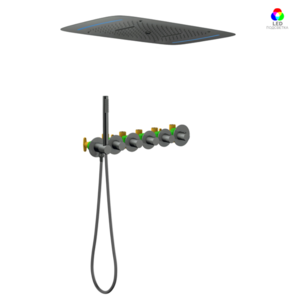 Изображение товара Душевая система Timo Saona SX-2319/18SM термостатическая, с подсветкой, цвет черное золото