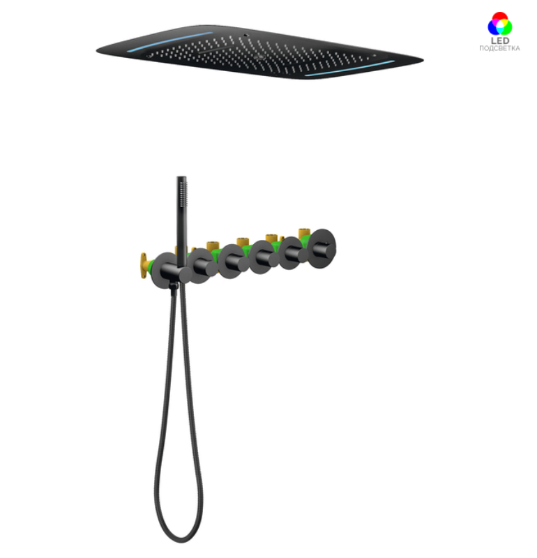 Изображение товара Встраиваемая душевая система Timo Saona SX-2319/03SM с подсветкой черная