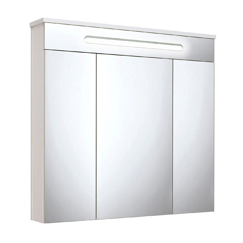 Изображение товара Зеркальный шкаф Runo Парма 75 с подсветкой и полками, белый