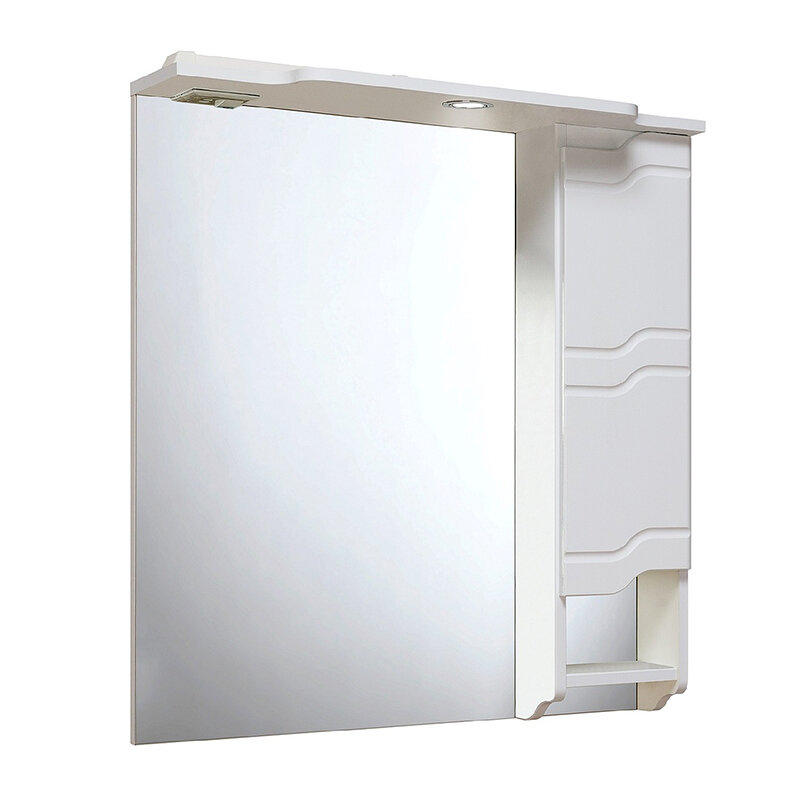 Изображение товара Зеркальный шкаф Runo Стиль 75 с подсветкой и розеткой, белый