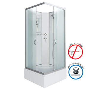 Изображение товара Душевая кабина Niagara Classic 90 x 90 х 200 см, средний поддон, профиль серебро, стекло матовое, NG-1108-14BK