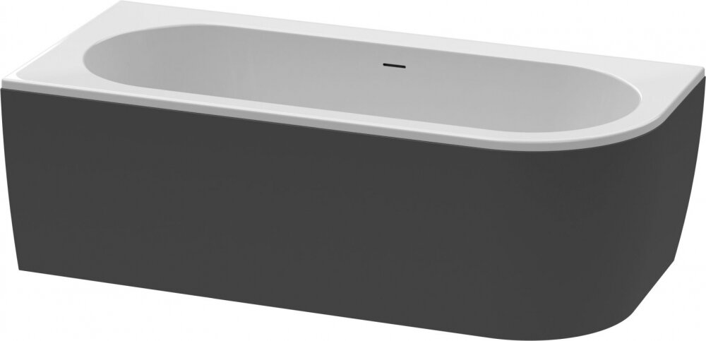 Изображение товара Акриловая угловая ванна Cezares Slim Corner 179x79 см, черный мат, белая чаша