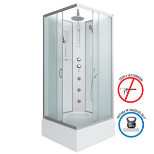 Изображение товара Душевая кабина Niagara Classic 90 x 90 х 210-240 см, средний поддон, профиль серебро, стекло матовое, NG-1108-14BKTG