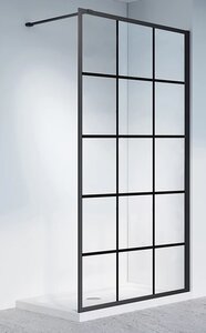 Изображение товара Душевая стенка Veconi Korato 90 см, свободный вход, стекло прозрачное, профиль черный матовый, KR80-90-01-C7