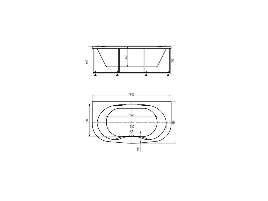Акриловая ванна Aquatek Мелисса 180 х 95 см, MEL180-0000006, купить в ...