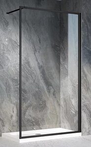 Изображение товара Душевая стенка Veconi Korato 100 см, свободный вход, стекло прозрачное, профиль черный матовый, KR81B-100-01-C7