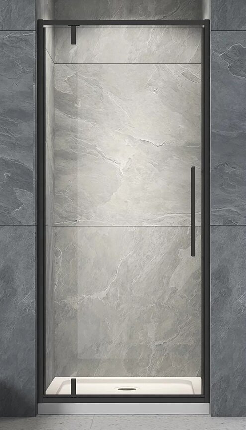 Изображение товара Душевая дверь Veconi Vianno 70 см распашная прозрачное стекло черный матовый профиль