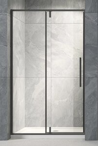 Изображение товара Душевая дверь Veconi Vianno 120 см распашная, стекло прозрачное, профиль черный матовый, VN34B-120-01-C7