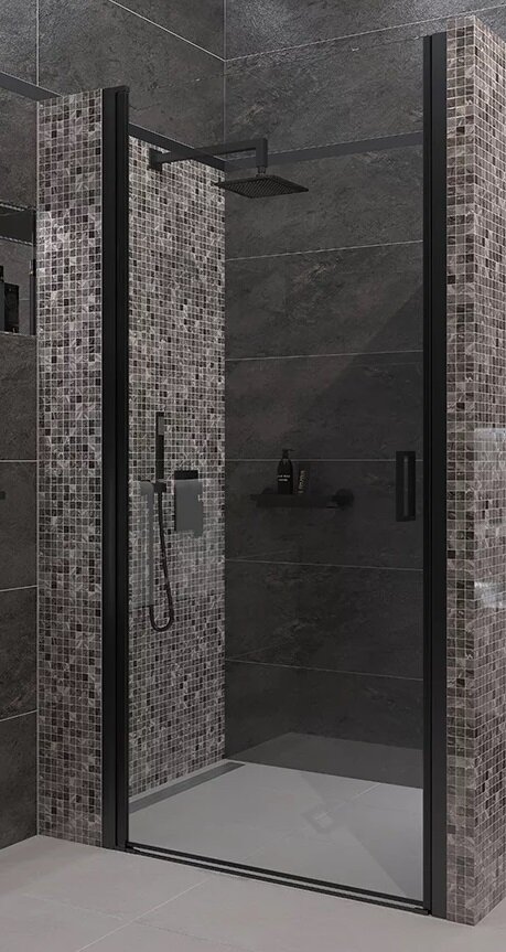 Изображение товара Душевая дверь Veconi Vianno 70 см с прозрачным стеклом и черным профилем