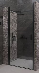 Изображение товара Душевая дверь Veconi Vianno 80 см распашная прозрачное стекло черный матовый профиль