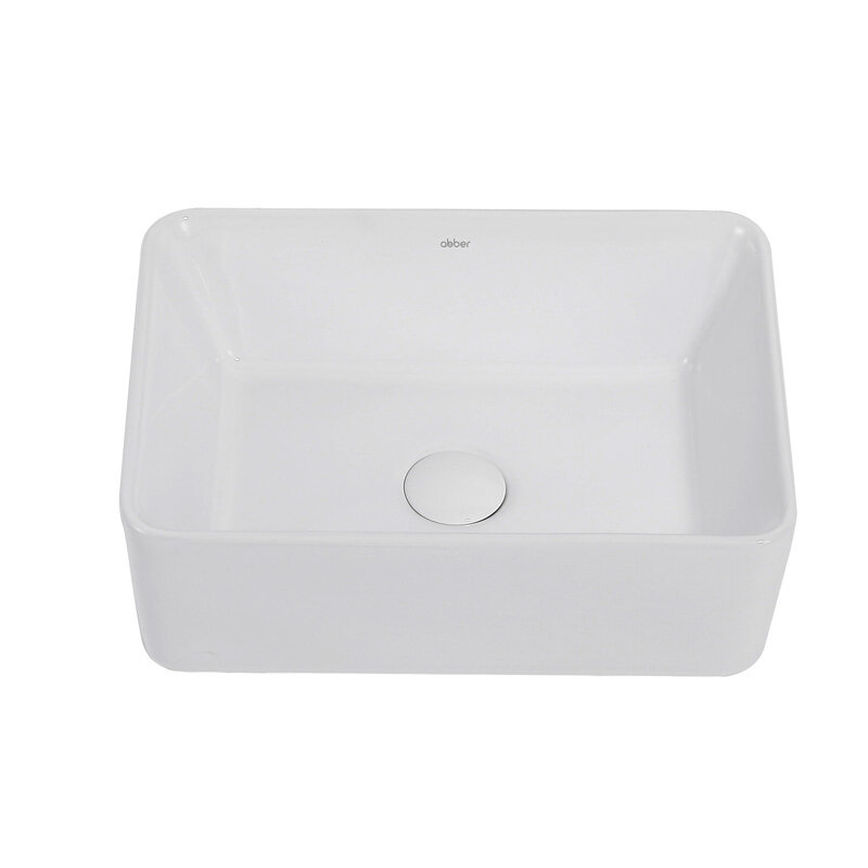 Изображение товара Раковина Abber Rechteck AC2213 белая, накладная, размеры 40.5 х 30 х 13 см