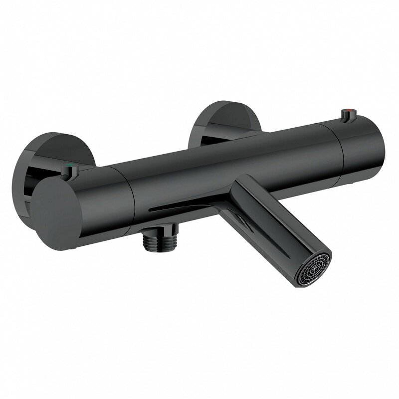 Изображение товара Смеситель Nobili Velis VE125010/1FLP для ванны и душа, термостатический, Diamond smoke PVD, цвет черный глянцевый