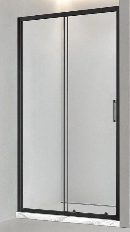 Изображение товара Душевая дверь Veconi Vianno 110 см раздвижная прозрачное стекло черный матовый профиль
