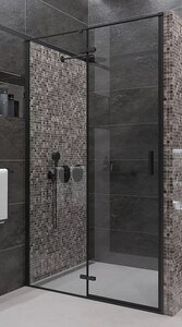 Изображение товара Душевая дверь Veconi Vianno 80 см распашная стекло прозрачное профиль черный матовый