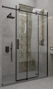 Изображение товара Душевая дверь Veconi Vianno 120 см раздвижная прозрачное стекло черный матовый профиль