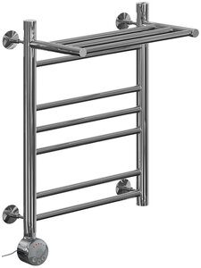 Изображение товара Полотенцесушитель электрический Ника Classic, высота 60 см, ширина 50 см, подключение слева, с полкой, хром, ЛП Г2 ВП 60/50