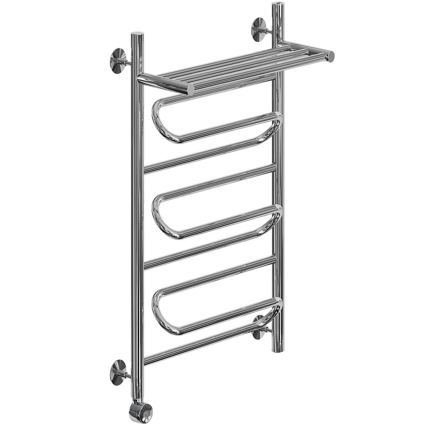 Изображение товара Полотенцесушитель Ника Curve 80/40 с полкой, электроконтакт, левое подключение, хром