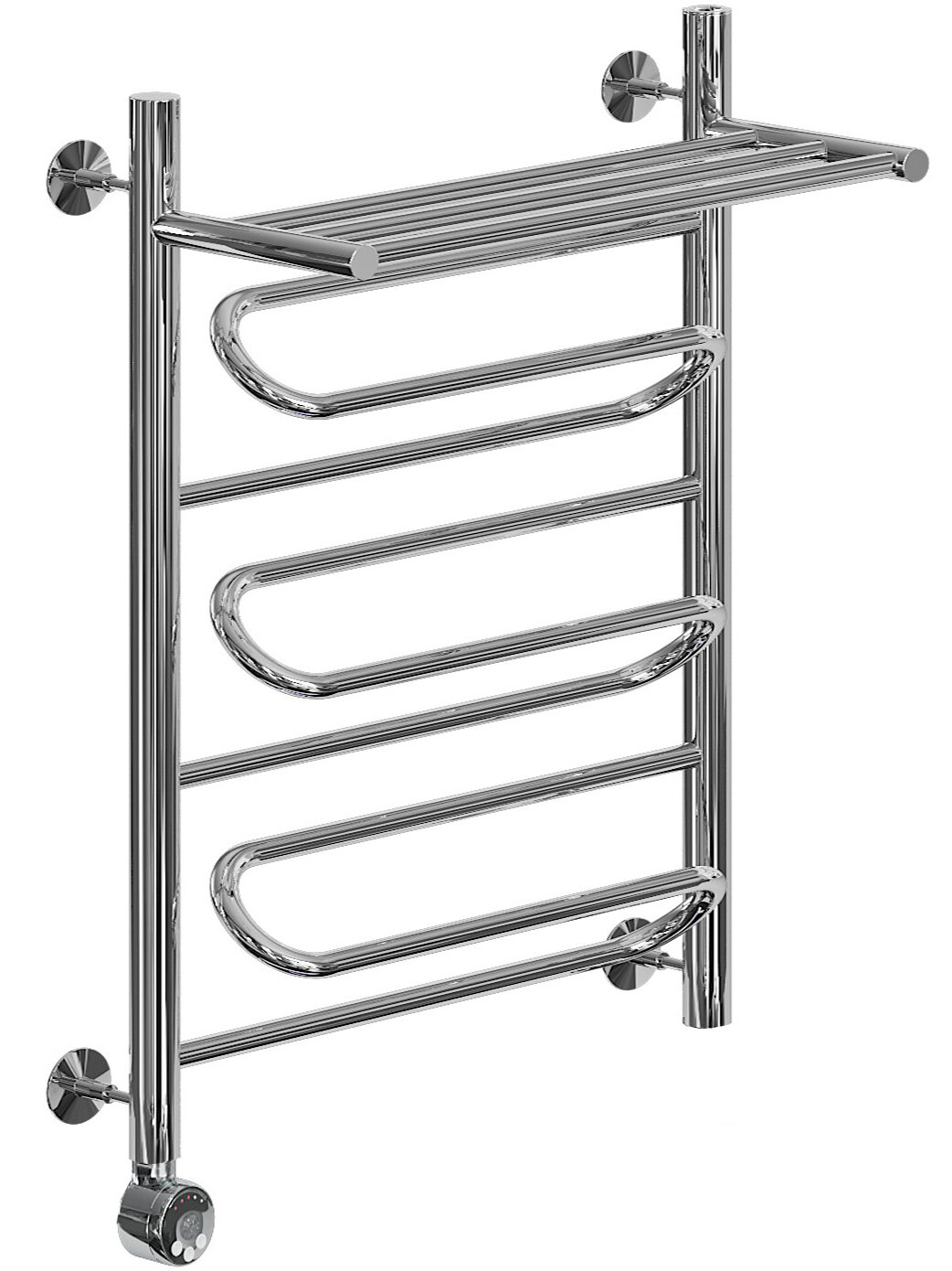 Изображение товара Электрический полотенцесушитель Ника Curve высота 80 см ширина 60 см с полкой хром