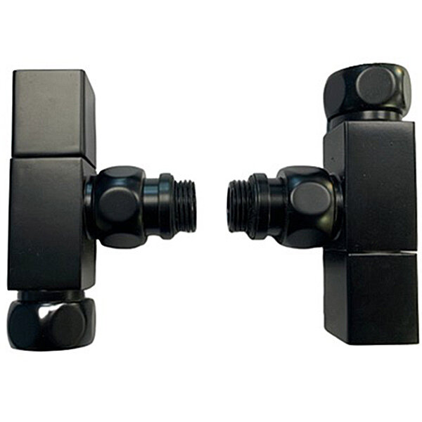 Изображение товара Вентиль запорный Ника, угловой, квадратный, 3/4 х 1/2 г/ш, черный матовый, 2 шт