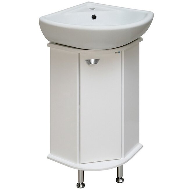 Изображение товара Угловая тумба под раковину Runo Браво 40 белая МДФ ВДСП Россия