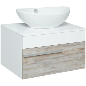 Изображение товара Тумба под раковину Runo Вудлайн 65, подвесная, белая/дуб скандинавский, 00-00001009