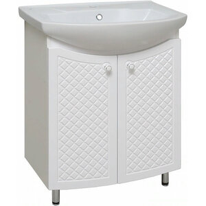 Изображение товара Тумба под раковину Runo Милано 65 белая МДФ ВДСП напольная с дверками